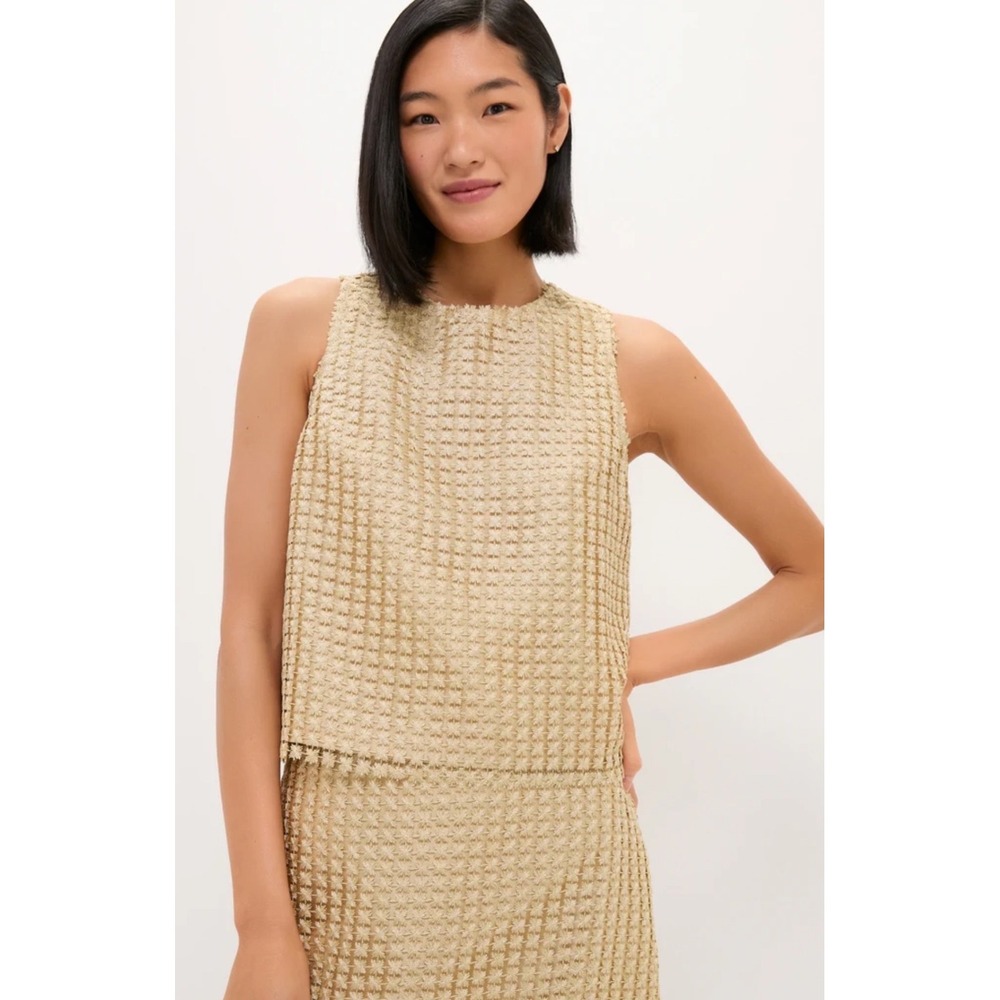 Tuckernuck Gold Metallic Star Lace Keating Top Sleeveless Crew Neck Top NWT